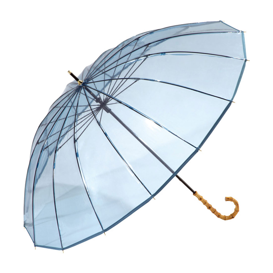 雨傘 レディース バンブー wpc 16本骨 クリア ダブリュピーシー 透明 60cm 丈夫 女性 グラスファイバー ビニール傘 大きめ 上品 大人 長傘 風に強い 折れにくい｜hauhau｜03