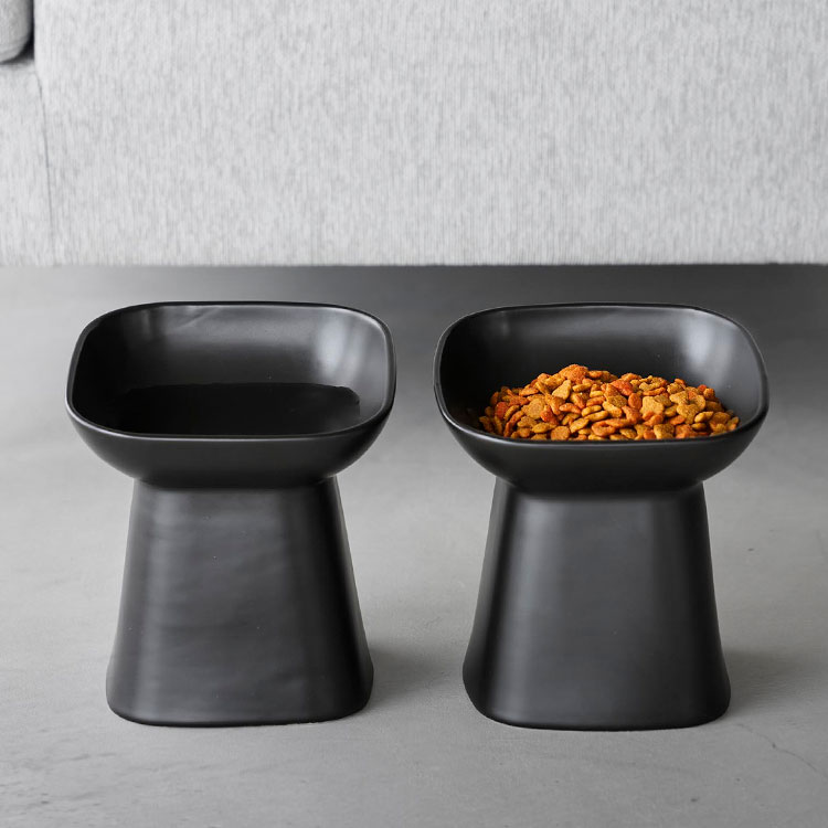 山崎実業 食べやすい高さ陶器ペットフードボウル 斜め H17 ヌークス