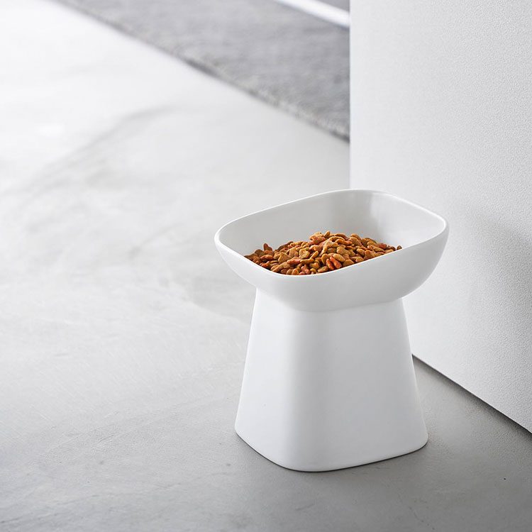 山崎実業 食べやすい高さ陶器ペットフードボウル 斜め H17 ヌークス