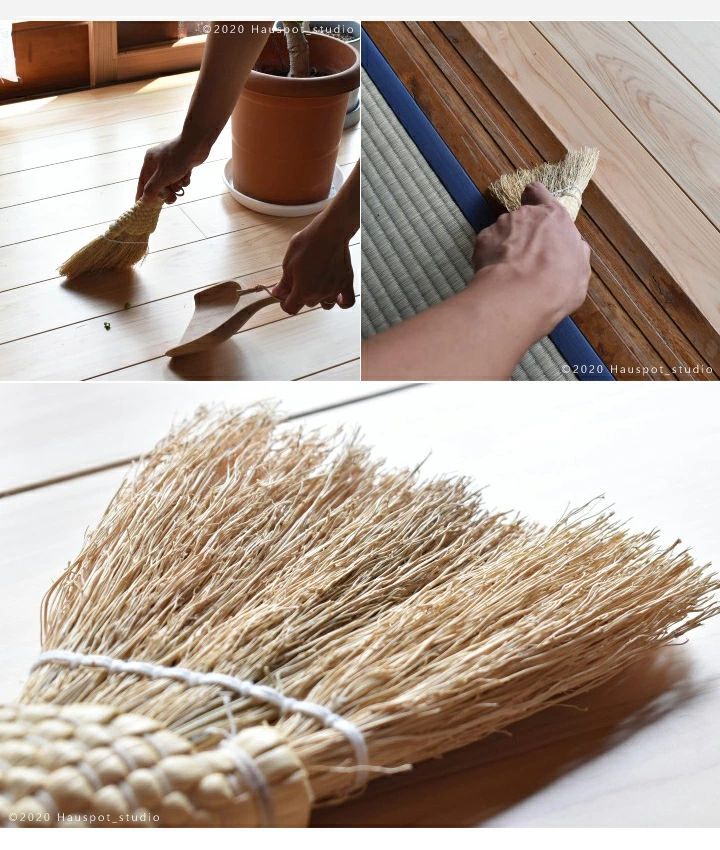 卓上用ほうき ちりとり セット 室内 天然素材の卓上ほうき&木製