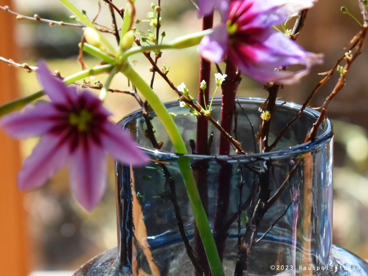 フラワーベース ガラス おしゃれ 青 クリアLサイズ：約12.6cm丸×高さ