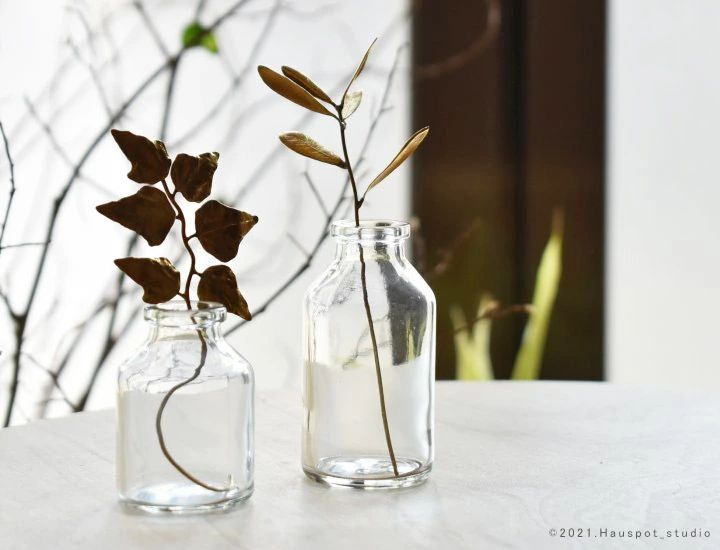 真鍮素材を用いて日本の職人が作り上げた本物のような真鍮花と小花瓶のセット｜Brass Flower 真鍮の花