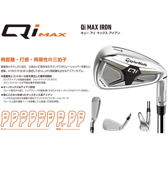 TaylorMade（テーラーメイド） Qi MAX アイアン 単品（#4,#5,#6,#7,#8
