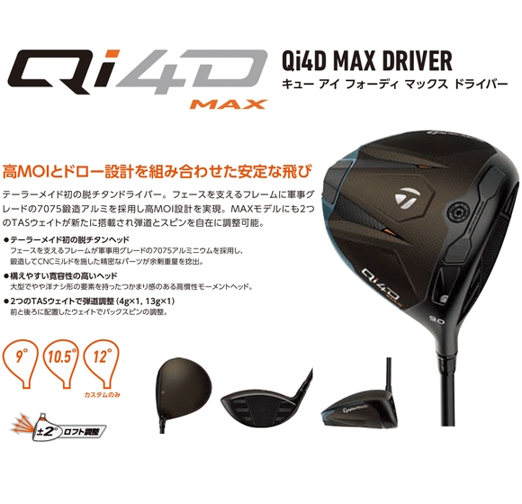 TaylorMade（テーラーメイド） Qi4D MAX ドライバー 日本正規品 2026