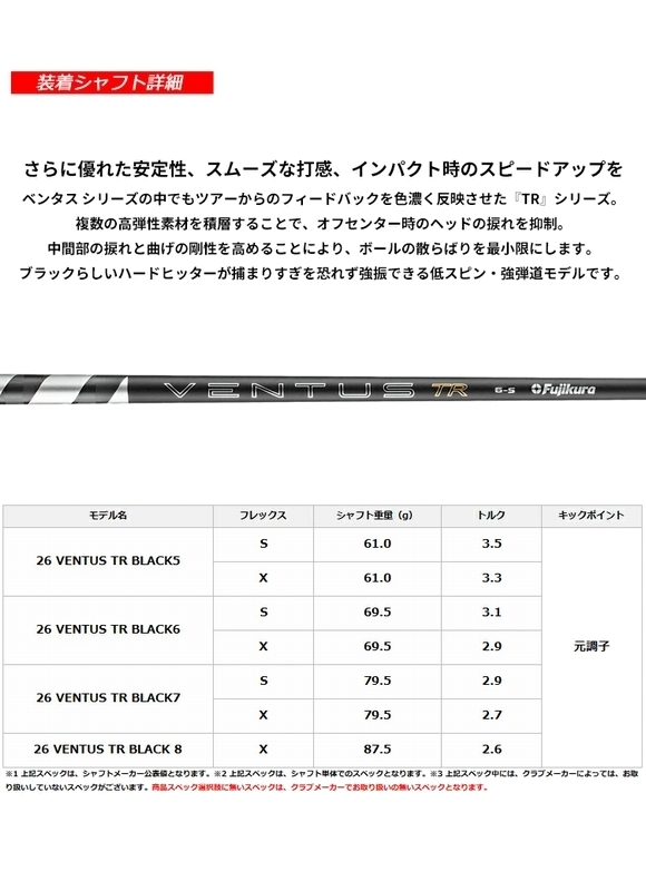 TaylorMade（テーラーメイド） スリーブ付きシャフト 26VENTUS TR