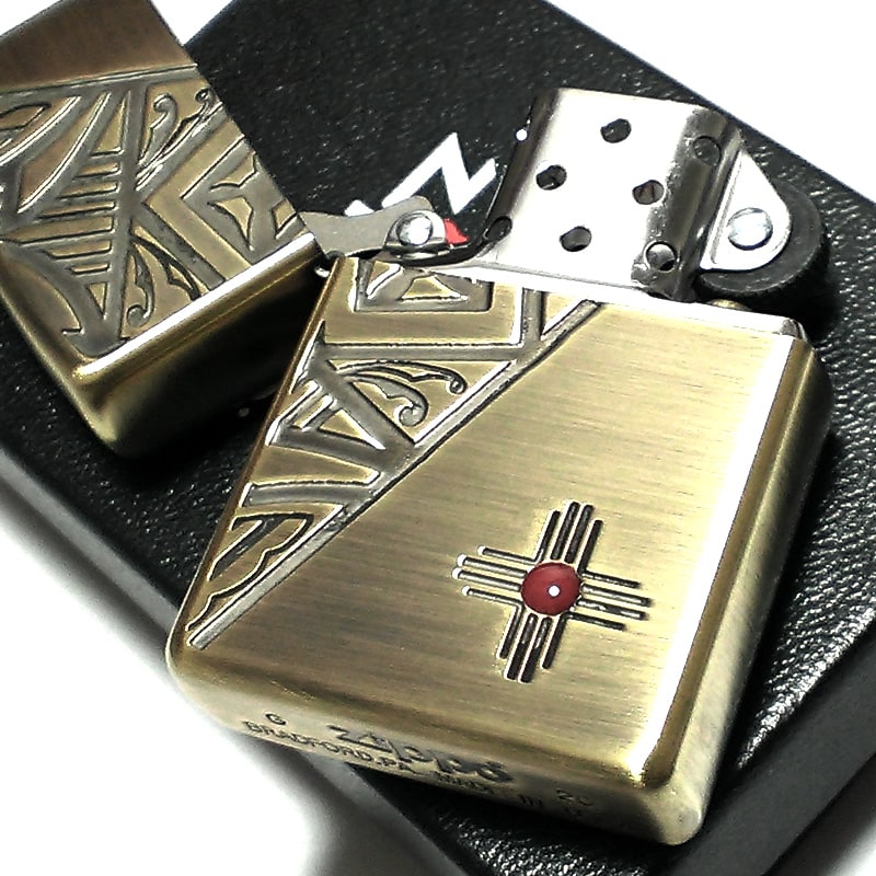 ZIPPO ライター ネイティブアメリカン お守り ジッポ ブラス 彫刻 イブシ仕上げ メンズ 珍しい ギフト プレゼント 御守り