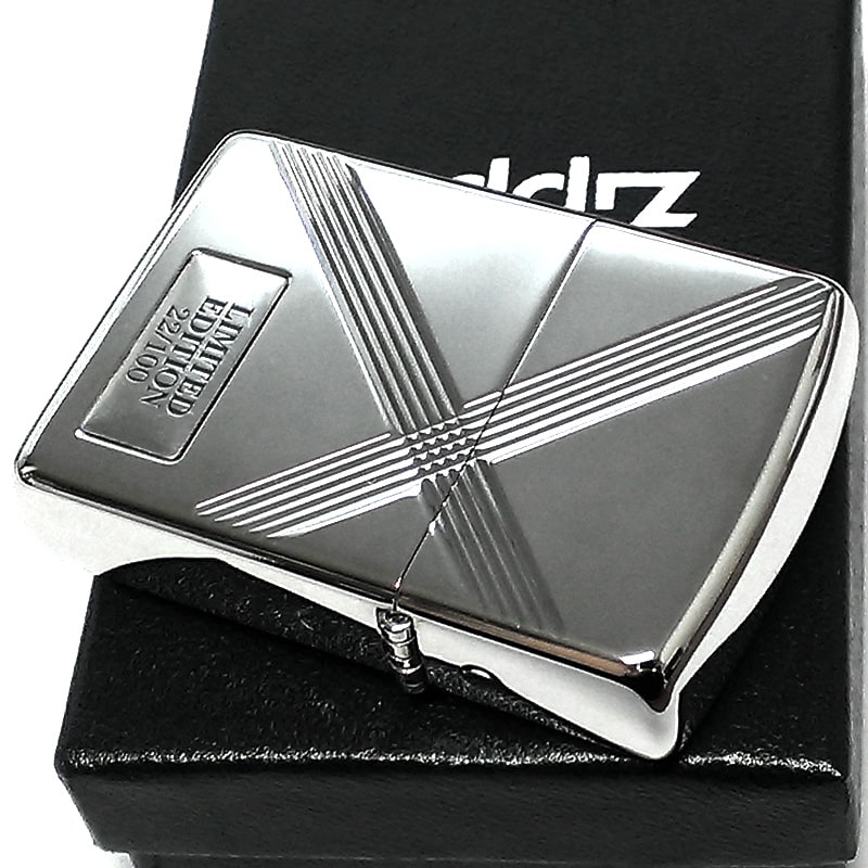 ZIPPO ライター 限定100個生産 ジッポ アーマー ダイヤモンドX V刃彫刻 重厚 シルバー 両面加工 銀 かっこいい おしゃれ