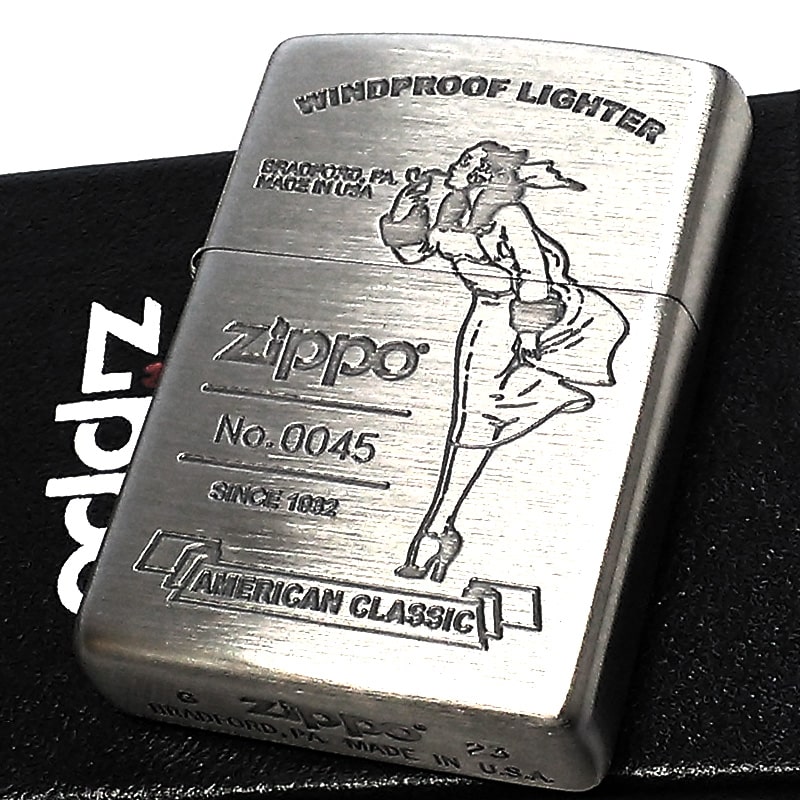 ZIPPO ライター 限定 ウィンディー アメリカン クラシック ジッポ ロゴ 銀 シリアルナンバー シルバー お洒落 銀古美 彫刻 Windy レトロ