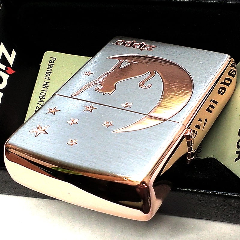 ZIPPO（ジッポー） ライター 月とネコ ジッポ ロゴ 可愛い シルバー 