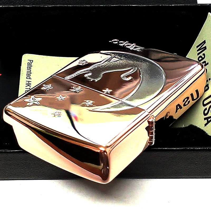ZIPPO ライター ネコ ブラック ゴールド ジッポ 猫 可愛い 黒金