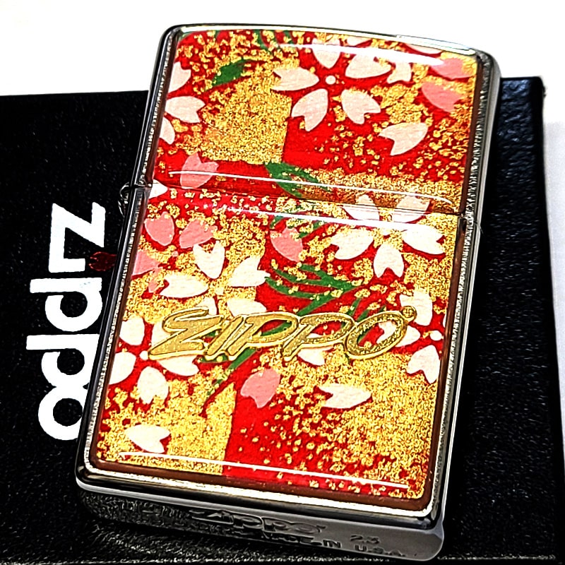 ZIPPO（ジッポー） ライター 桜 和柄 ジッポ ロゴ 友禅和紙 赤 綺麗