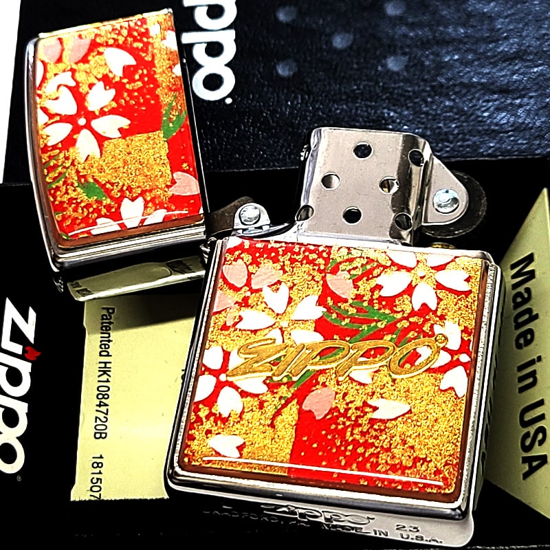 ZIPPO（ジッポー） ライター 桜 和柄 ジッポ ロゴ 友禅和紙 赤 綺麗