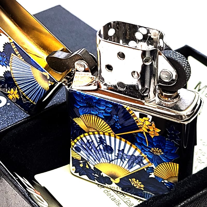 ZIPPO（ジッポー） ライター 和柄 扇子 ジッポ シルバー ブルー 和風 