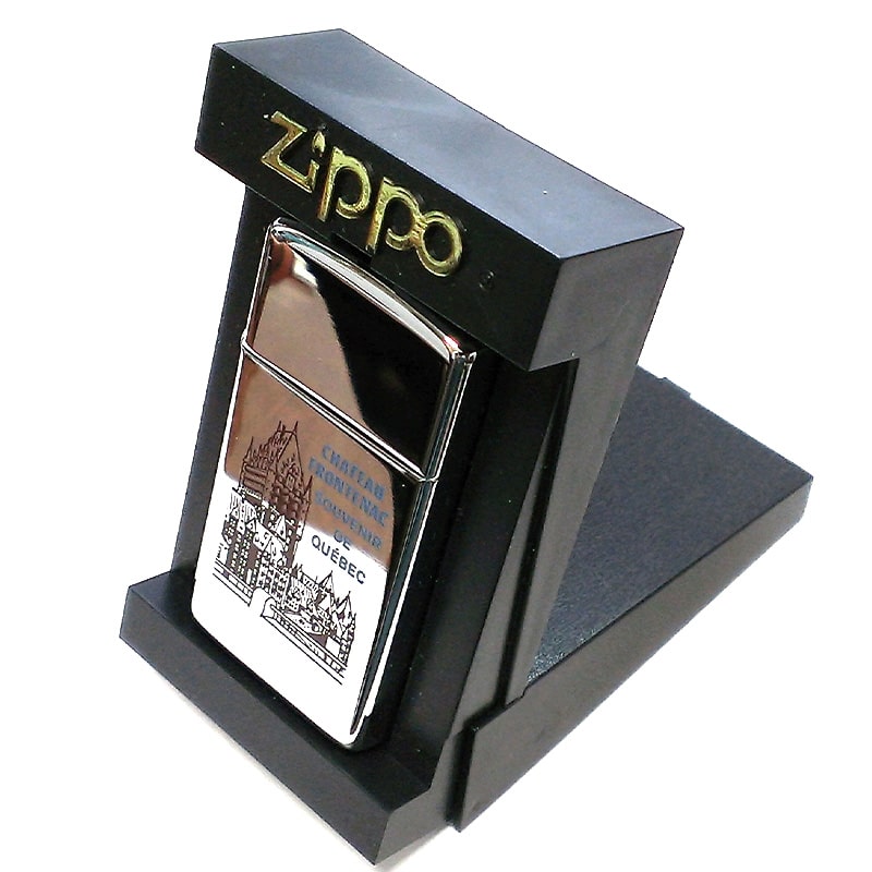 ZIPPO カナダ製 1996年 オンタリオ製 スリム ジッポ ライター シャトー フロンテナック 廃盤 メンズ シルバー ギフト
