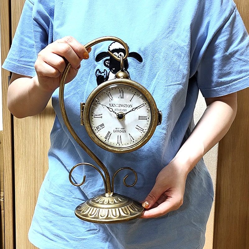 アメリカン レトロ 置時計 ステーションクロック 両面 ハンギング 雑貨