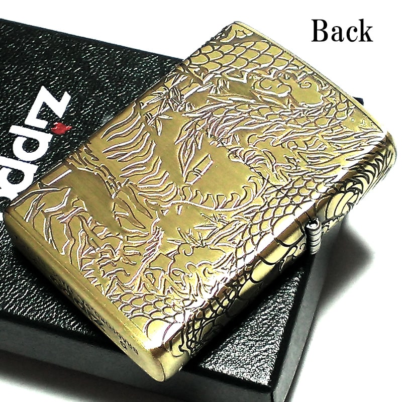 ZIPPO ジッポ ライター 金 御守り 龍虎 4面 彫刻 アンティーク 