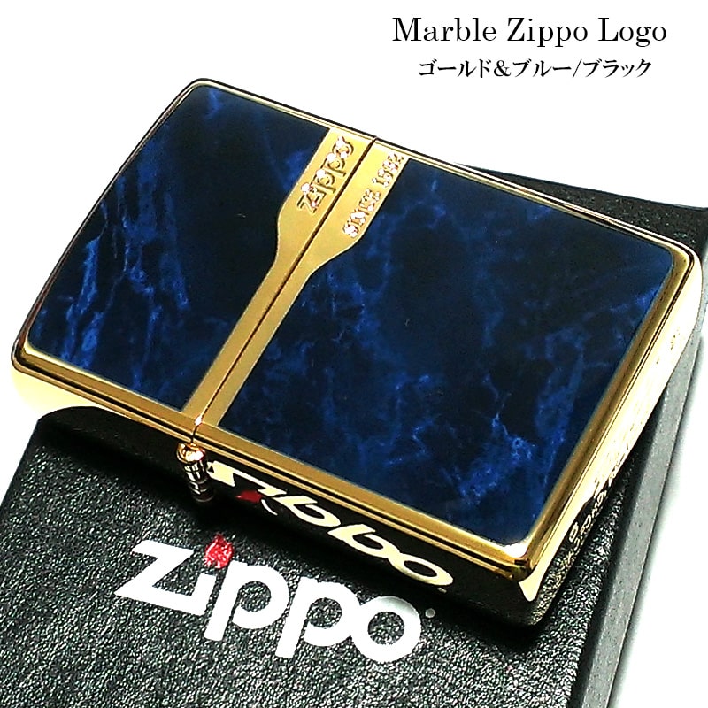 ZIPPO ライター ジッポ Logo Marble ロゴ＆黒大理石 ブルー 