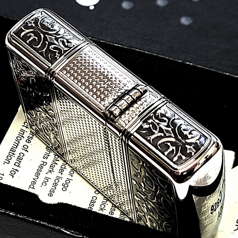 アラベスク彫刻 カスタム装飾モデル 観賞用 木製グリップ ZIPPO（ジッポー） アーマーアラベスク シルバー ジッポ ライター 彫刻
