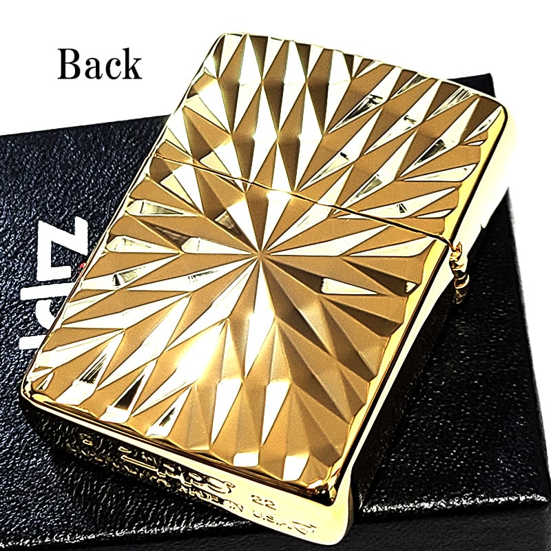 ZIPPO アーマー ダイヤカット 両面加工 彫刻 ジッポ ライター ゴールド