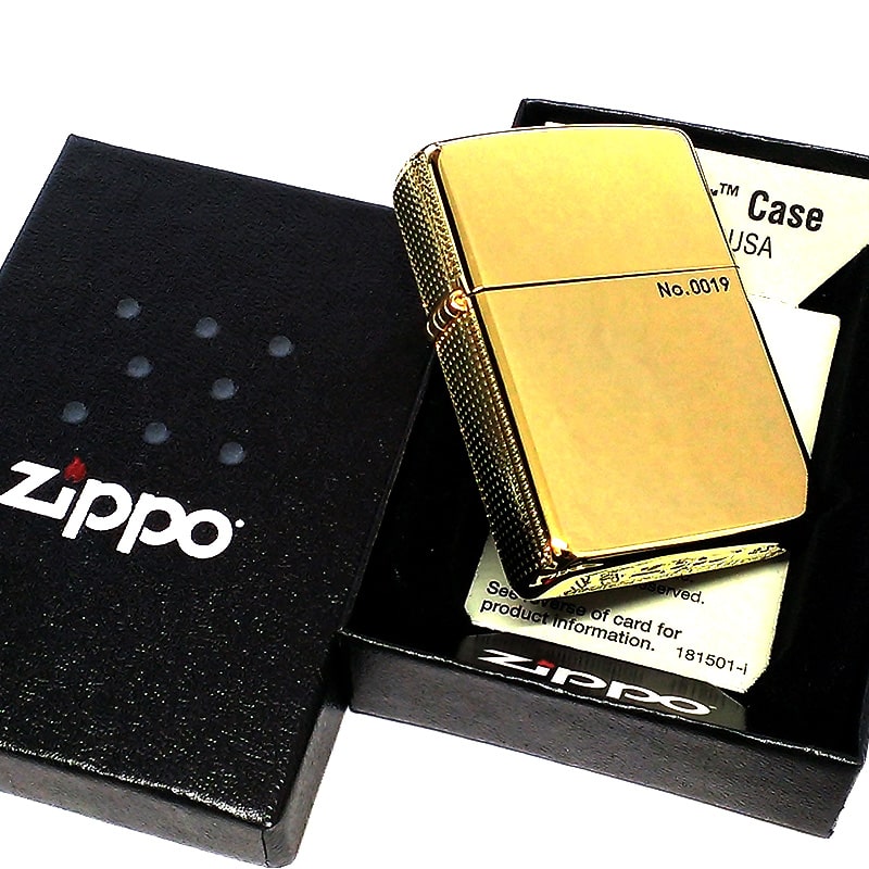ZIPPO アーマー 限定 3面細密加工 ゴールド 側面ドット＆ロゴ ジッポ 