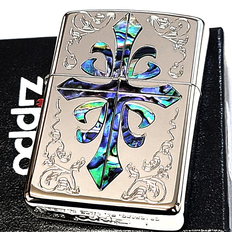 ZIPPO ライター アーマー シェルクロス ジッポ おしゃれ 貝貼り