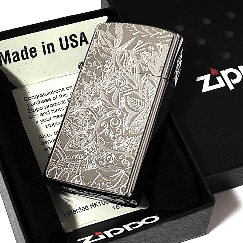 ZIPPOライター　スリム ZIPPO（ジッポー） スリム 2019年製 ボタニカル ジッポ ライター 細密