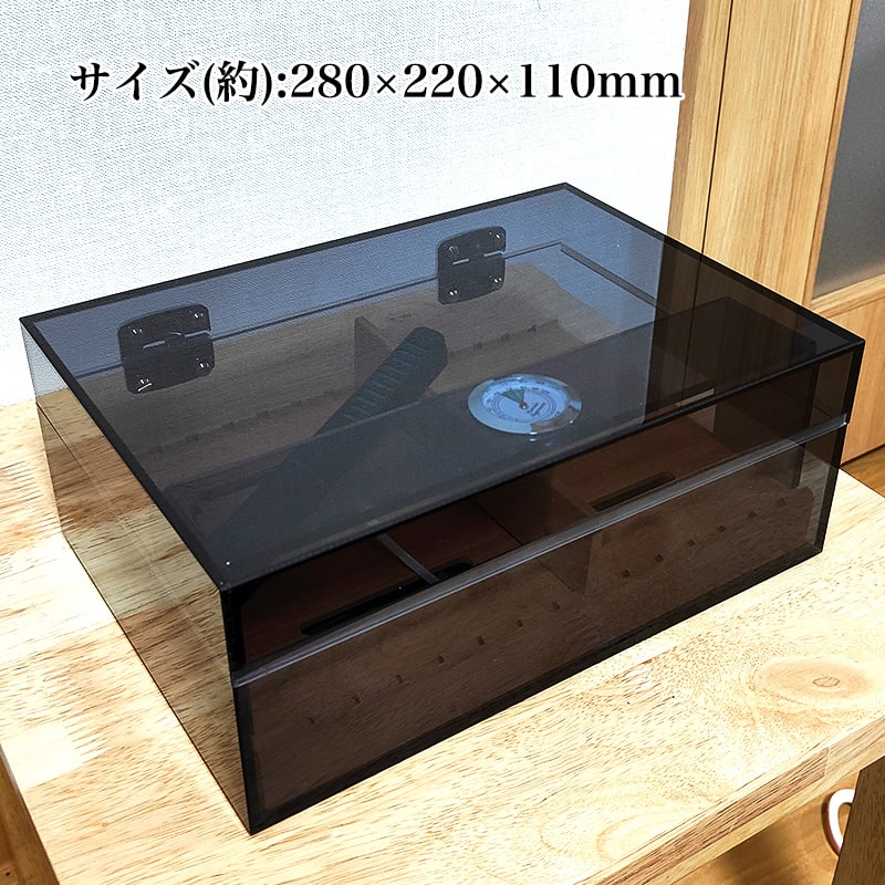 ヒュミドール アクリル製 加湿器 湿度計 セット シガーボックス クリア