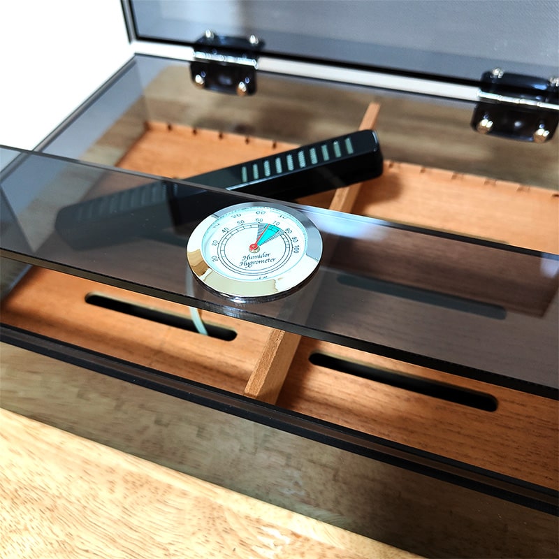 ヒュミドール アクリル製 加湿器 湿度計 セット シガーボックス クリア
