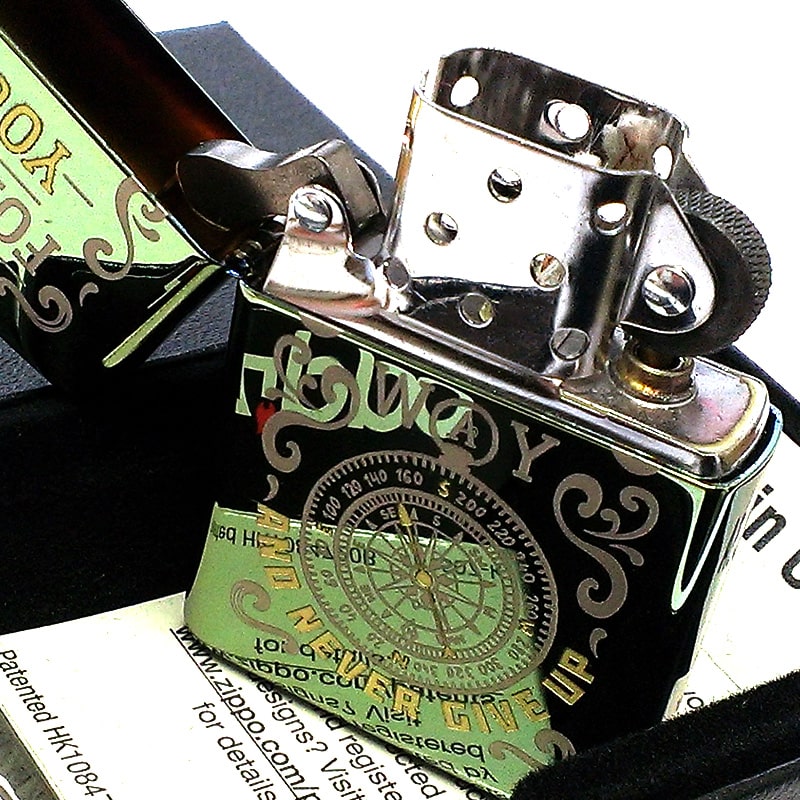 ZIPPO ライター Follow Your Way 羅針盤 ジッポ 可愛い グリーン レーザー彫刻 コンパス 鏡面仕上げ かっこいい おしゃれ  レディース