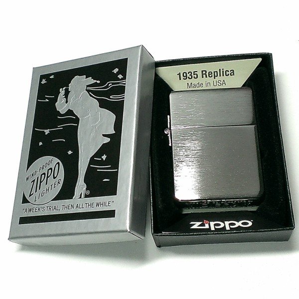 レプリカ ZIPPO ライター ジッポ 1935 復刻レプリカ シルバーサテン