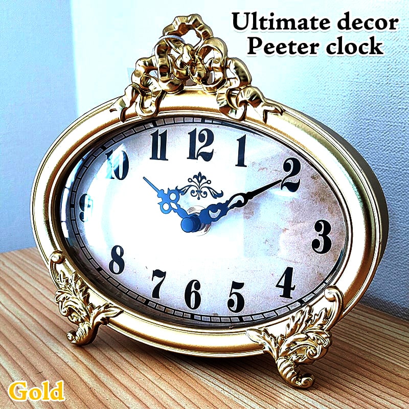 アメリカン レトロ 置時計 ピュータークロック アンティーク ゴールド