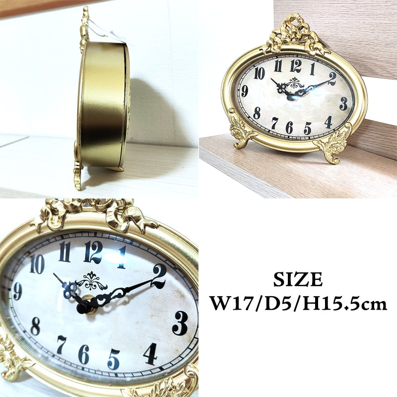 アメリカン レトロ 置時計 ピュータークロック アンティーク ゴールド