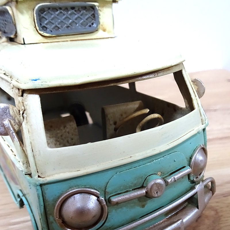 ブリキ 車 おもちゃ ビンテージカー オブジェ BLUE Trip Bus