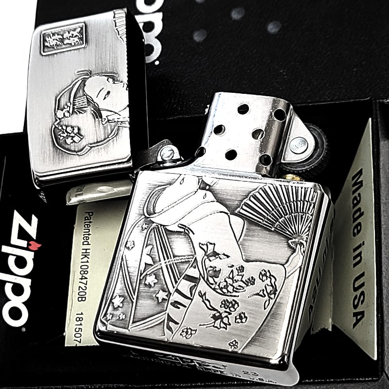 ZIPPO（ジッポー） ライター 和柄 舞妓 ジッポ アンティークシルバー