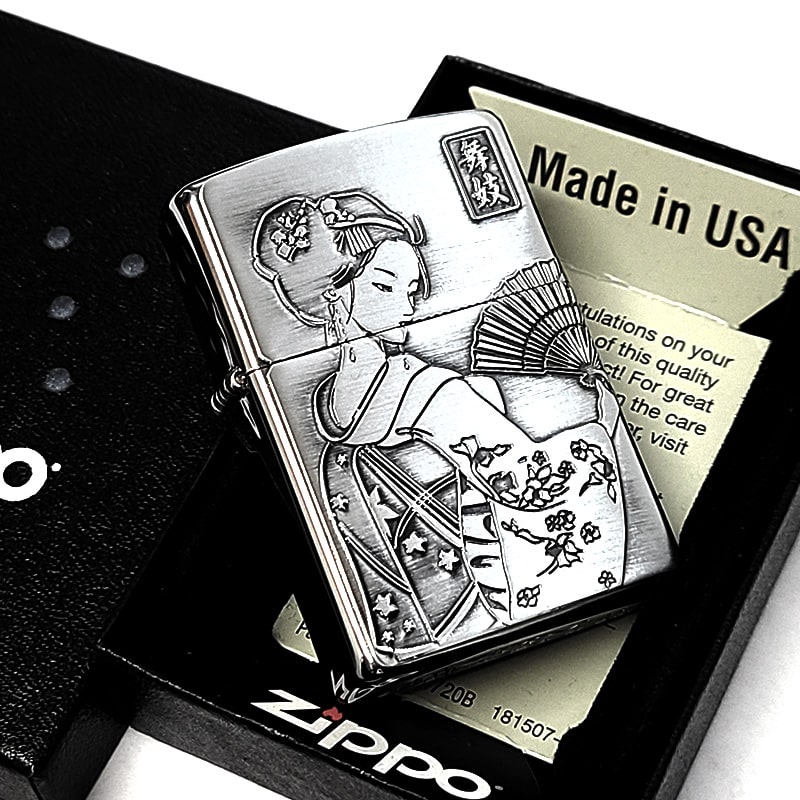 ZIPPO（ジッポー） ライター 和柄 舞妓 ジッポ アンティークシルバー