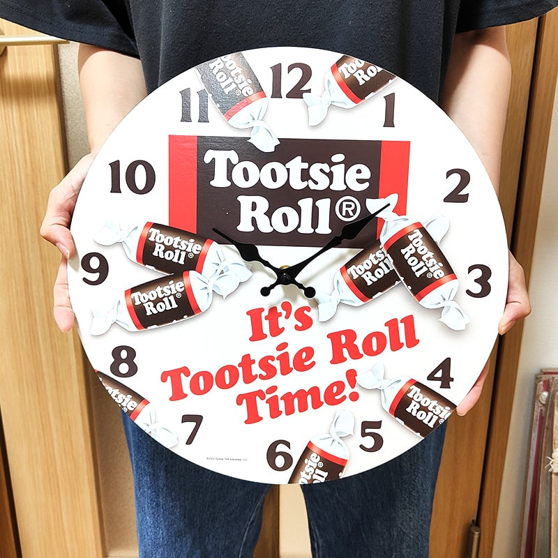 パリコレクション アメリカン レトロ お菓子 クロック ウッド Roll Tootsie 掛時計 インテリア時計