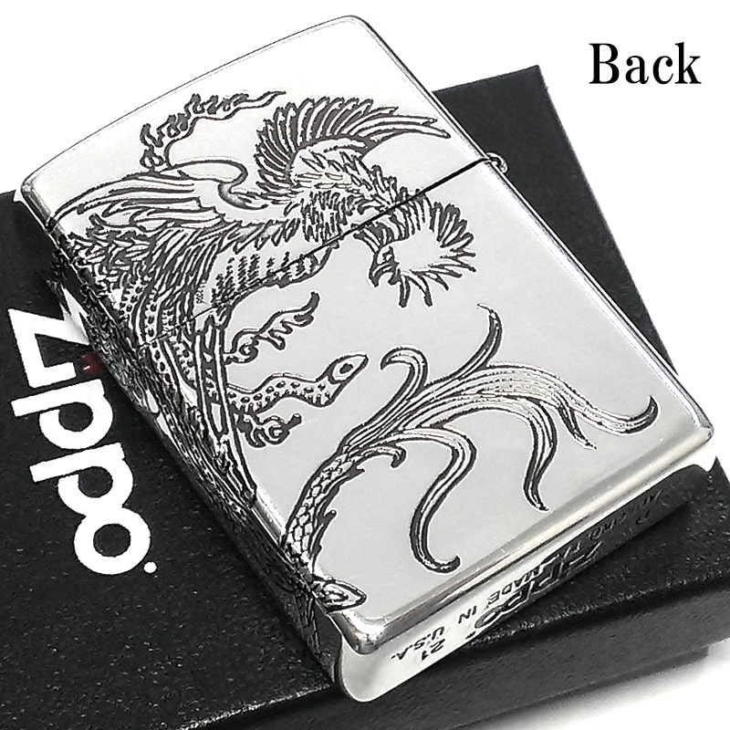 ZIPPO ライター ドラゴン 鳳凰 ジッポ 龍 シルバー 御守り 三面