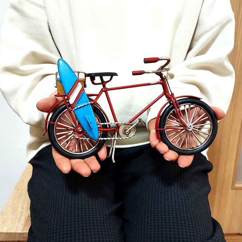 自転車 オブジェ レッド ブリキ 置物 グッドオールド ヴィンテージ