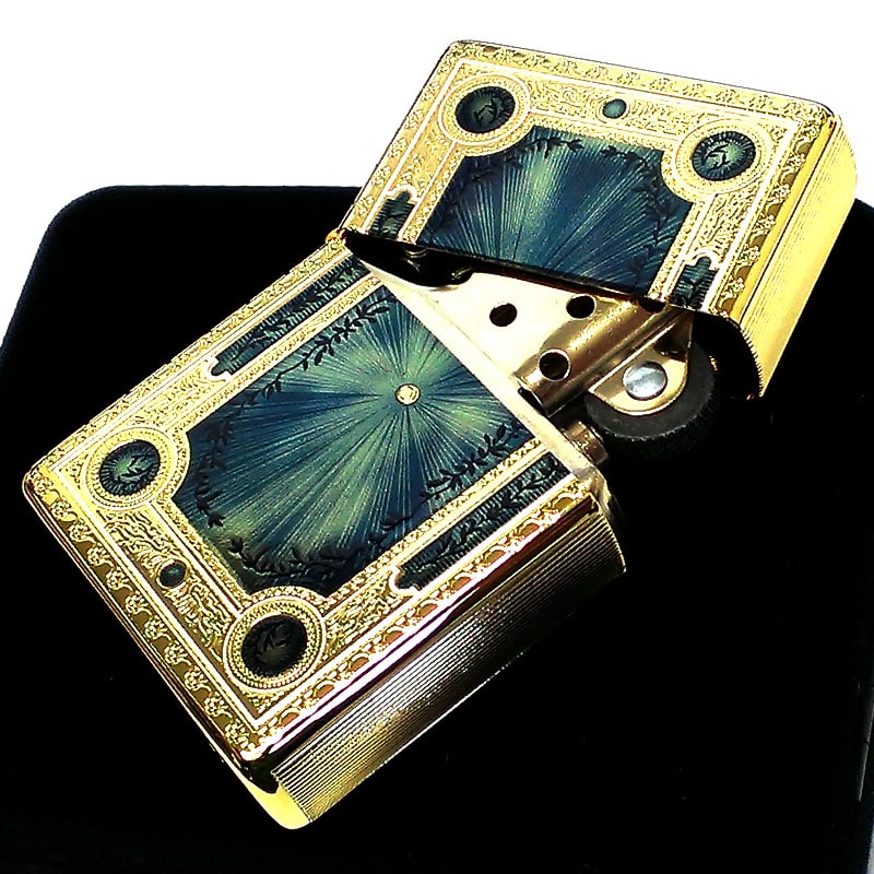 ZIPPO ライター 1937レプリカ フラットトップ ゴールド&ブルー