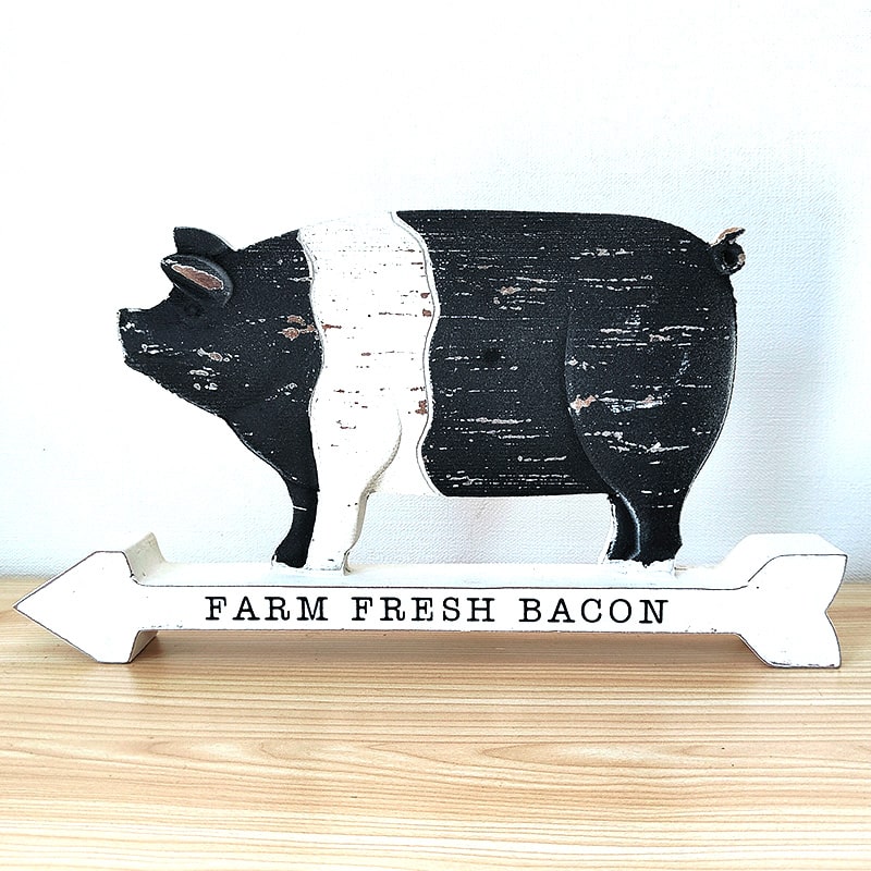 アメリカン レトロ 木製 オブジェ ウッデンデコレーション 可愛い ブタ