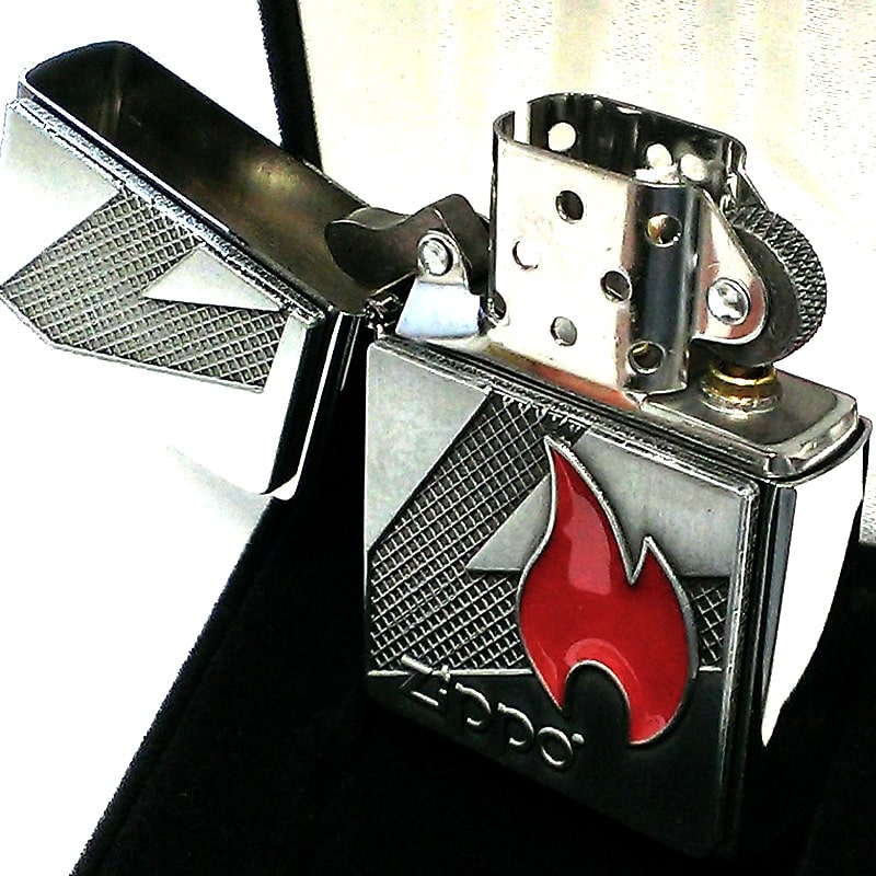 ジッポー ZIPPO フレイム FRAME ファイヤーパターン ハイポリッシュ ミラー 立体メタル貼り 3面巻き ヴィンテージ ビンテージ ☆未使用 大得価，人気SALE