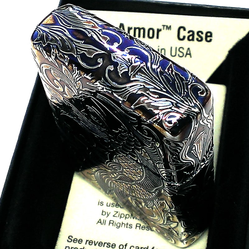 楽天市場】ZIPPO アーマー 昇鯉 ブラック＆シルバー 二面連続深