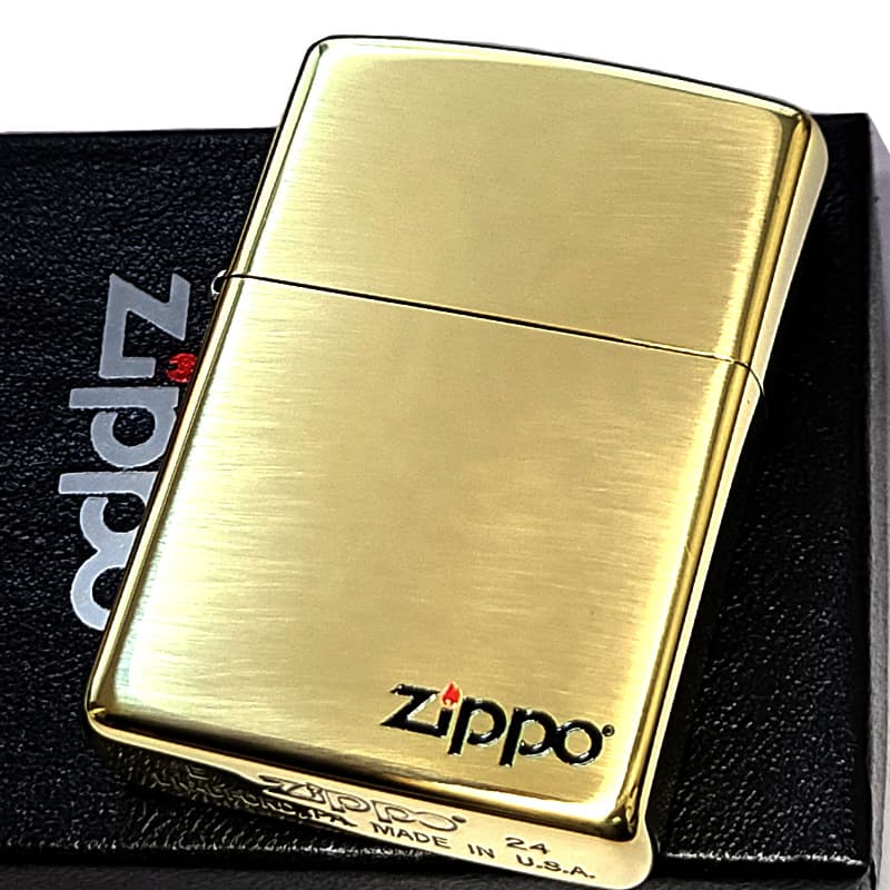 ZIPPO（ジッポー） ライター シンプル 真鍮いぶし＆LOGO ゴールド