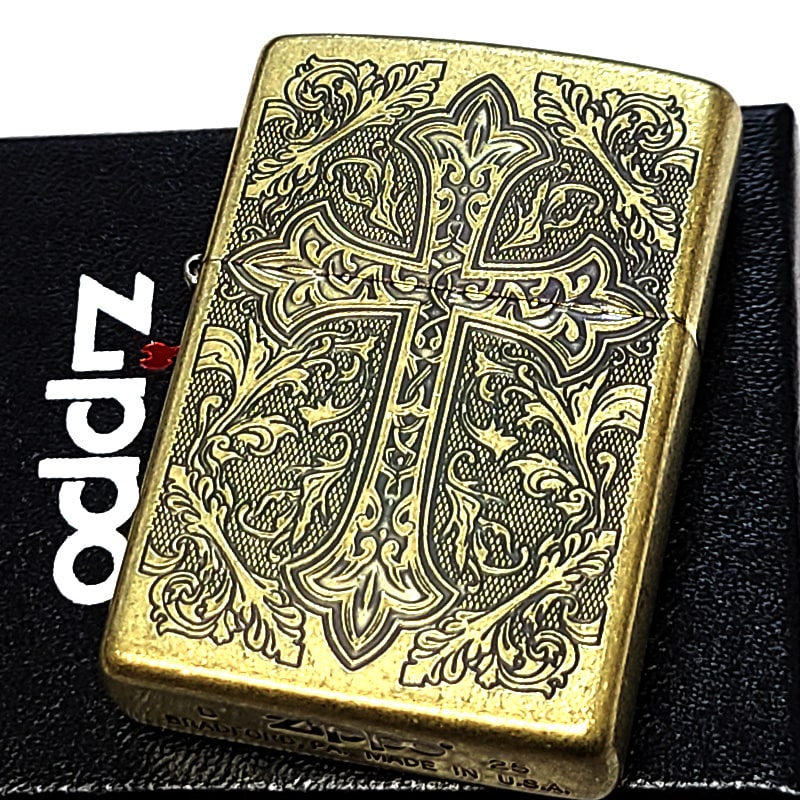 ZIPPO（ジッポー） ライター アラベスク おしゃれ ゴールド クロス