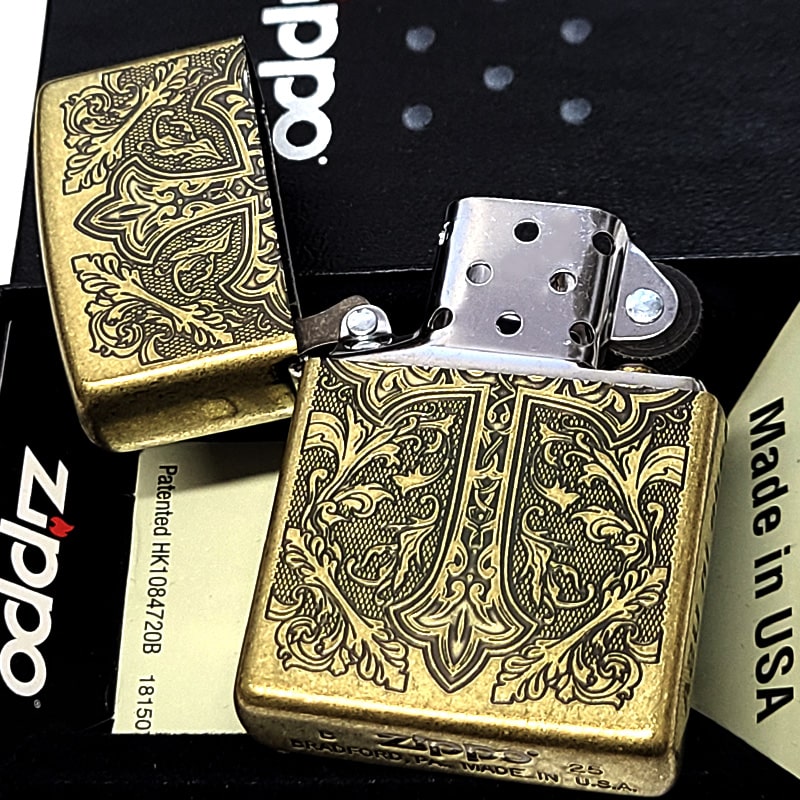 【新品】両面クロス アラベスク Zippo 特注モデル 全面加工 ZIPPO（ジッポー） ライター アラベスク おしゃれ ゴールド クロス
