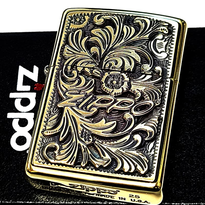 ZIPPO（ジッポー） ZIPPO Wメタル 唐草 ジッポ ライター 真鍮燻し ロゴ