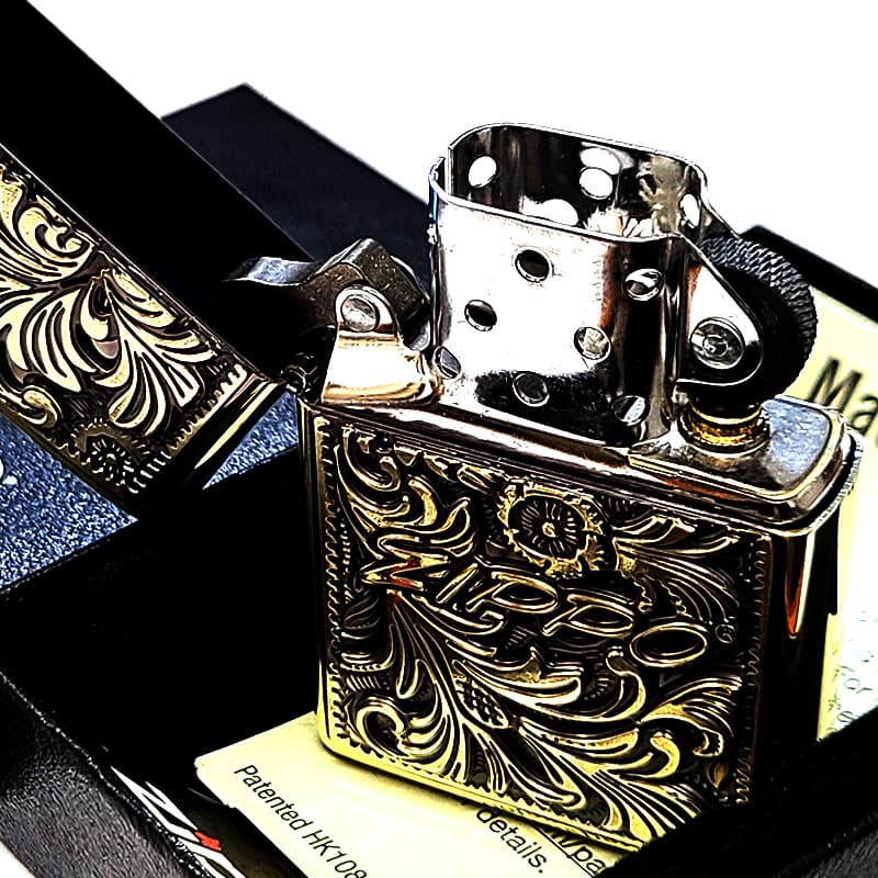 ZIPPO（ジッポー） ZIPPO Wメタル 唐草 ジッポ ライター 真鍮燻し ロゴ