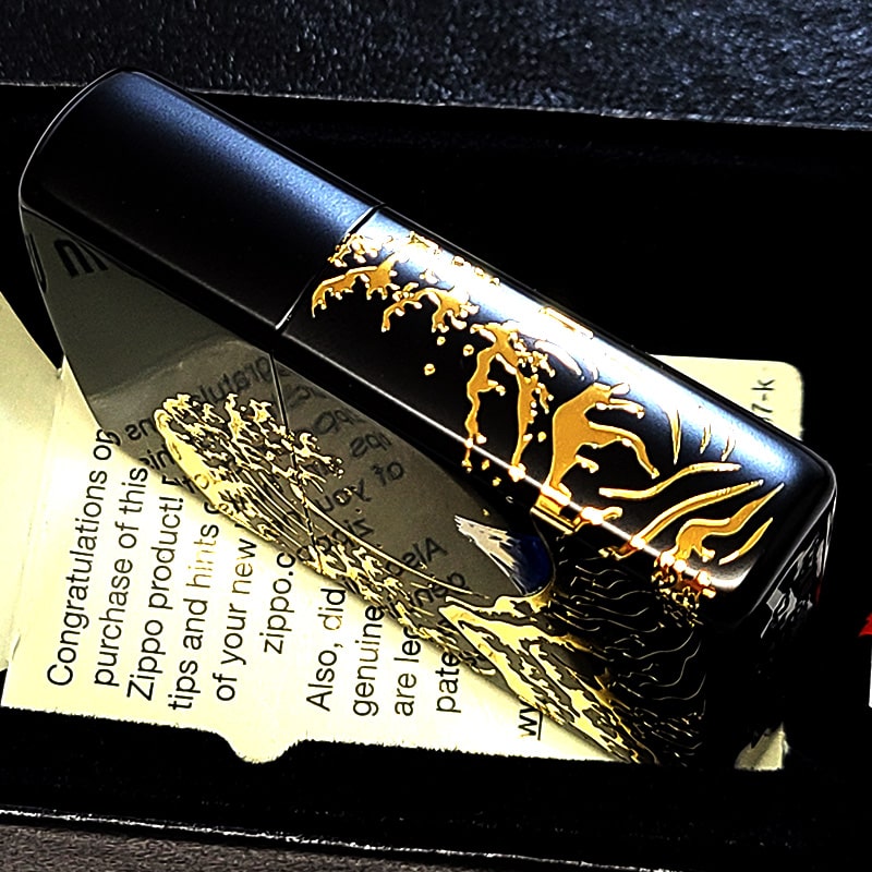 ZIPPO(ジッポー) 和柄 波富士 ジッポ ライター 艶消し 黒 二面 ZIPPO(ジッポー) 和柄 波富士 ジッポ ライター 艶消し 黒 二面