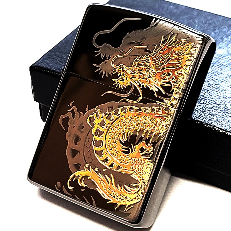 ZIPPO（ジッポー） ライター 龍 細密レーザー彫刻＆金差し 和柄 