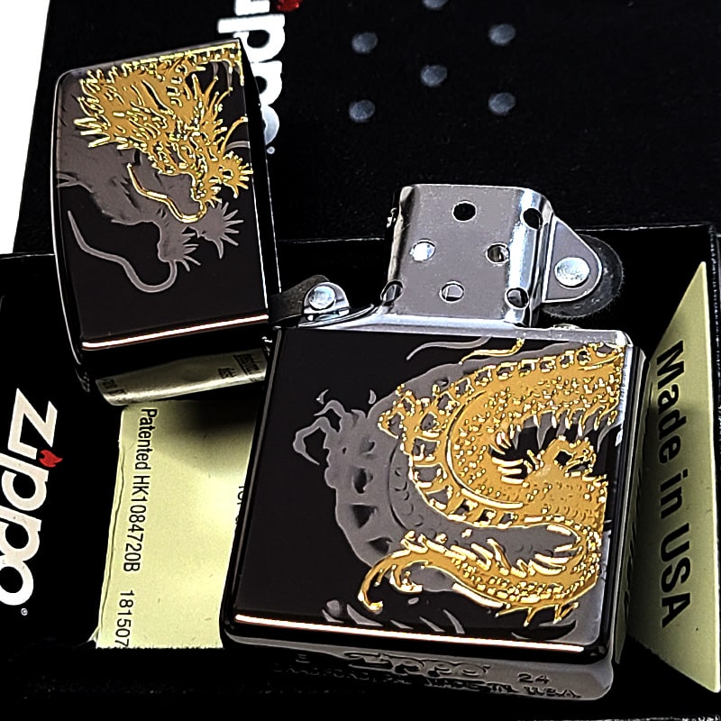 ZIPPO（ジッポー） ライター 龍 細密レーザー彫刻＆金差し 和柄